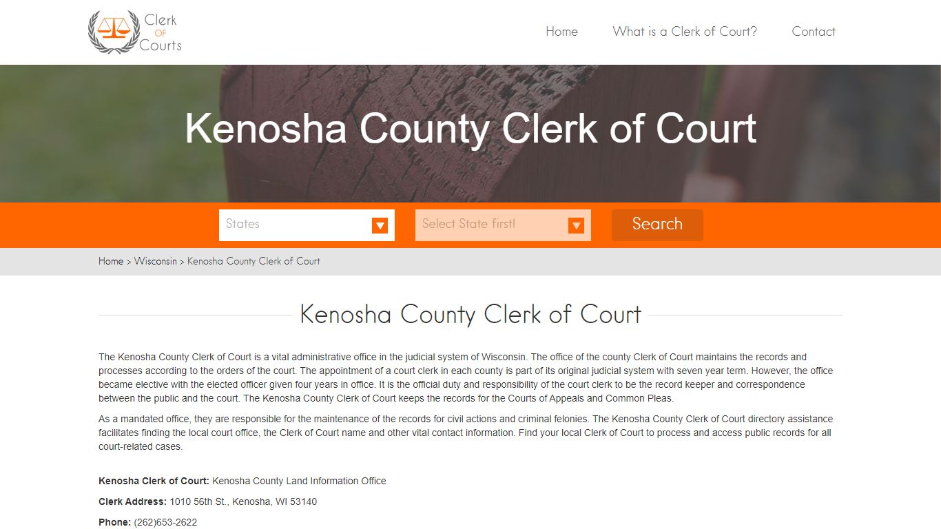 Find Your Kenosha County Clerk of Courts in WI - clerk-of-courts.com