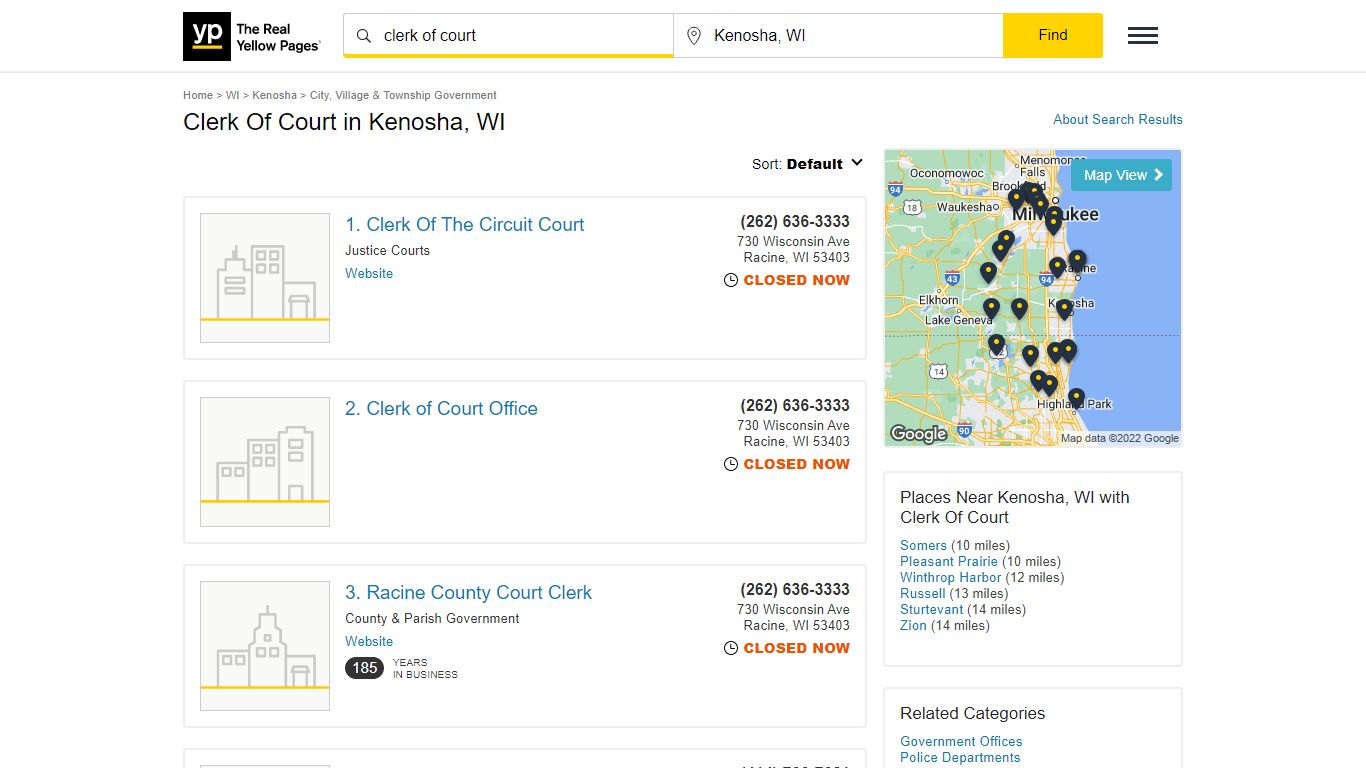 Clerk Of Court in Kenosha, WI with Reviews - YP.com - Yellow Pages